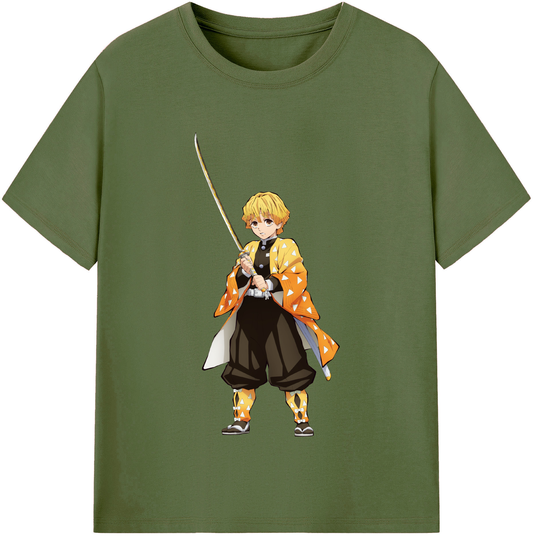（画像用） 鬼滅の刃（きめつのやいば）我妻 善逸／あがつま ぜんいつ Agatsuma Zenitsu 綿100％半袖Tシャツ（フロントプリント）